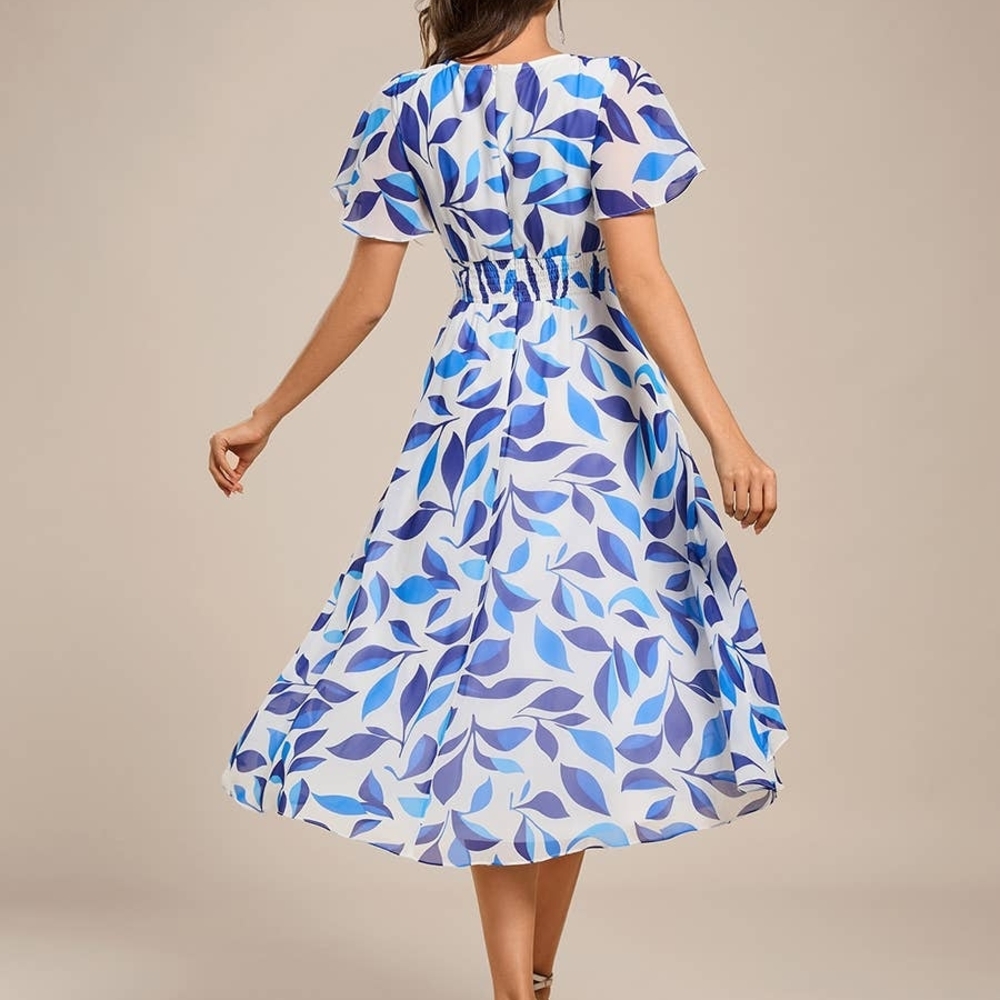 Ever Pretty Blue and White High Low Dress